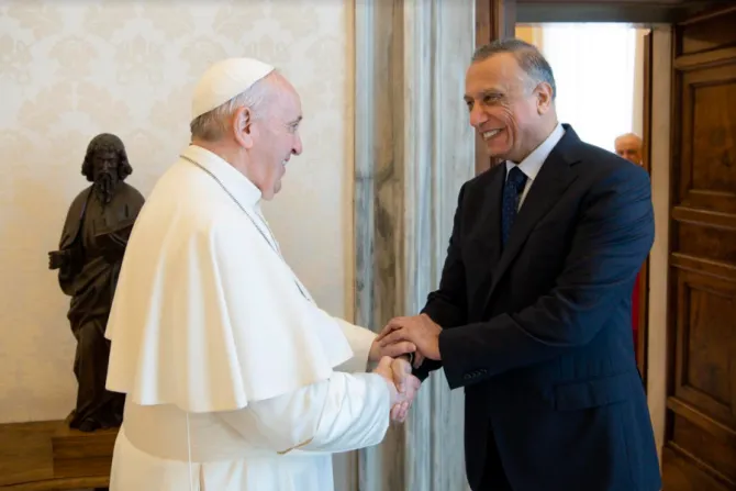 Pope Francis meets with Iraqi Prime Minister Mustafa Al-Kadhimi at the Vatican, July 2, 2021.